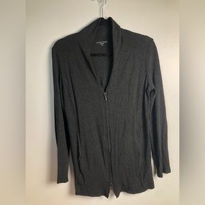 EILEEN FISHER Cardigan S Stretch Viscose Jersey Full Zip Long Sleeve Charcoal